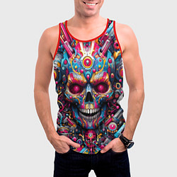 Майка-безрукавка мужская Art cyber skull - ai art fantasy, цвет: 3D-красный — фото 2