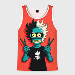 Майка-безрукавка мужская Бендер в образе рокера и парикмахера, цвет: 3D-белый