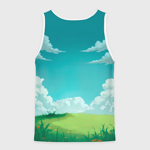 Мужская майка без рукавов Уточка в кимоно под миниатюрным деревом / 3D-Белый – фото 2