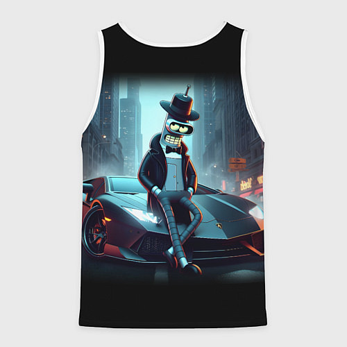 Мужская майка без рукавов Бендер счастливый владелец Ламборджини / 3D-Белый – фото 2