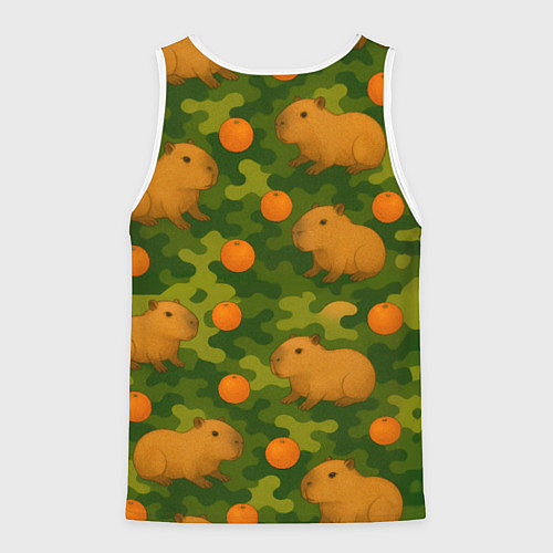 Мужская майка без рукавов Камуфляж с капибарами / 3D-Белый – фото 2