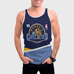 Майка-безрукавка мужская Мемфис Гриззлис - линии, цвет: 3D-белый — фото 2