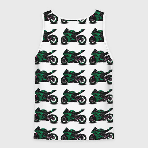 Мужская майка без рукавов Motorbike dark green / 3D-Белый – фото 2