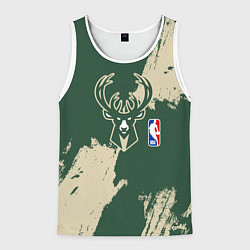 Майка-безрукавка мужская Милуоки Бакс - разлитая краска, цвет: 3D-белый