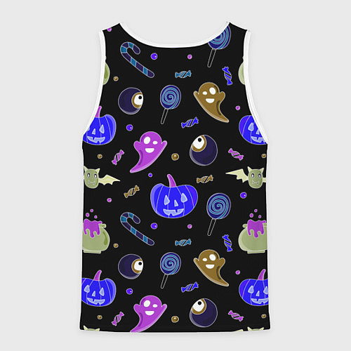 Мужская майка без рукавов Halloween blue black pumpkin / 3D-Белый – фото 2