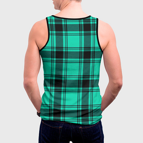 Мужская майка без рукавов Checkered turquoise / 3D-Черный – фото 4