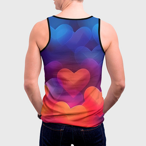 Мужская майка без рукавов Lana Del Rey на фоне сердечек / 3D-Черный – фото 4