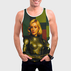 Майка-безрукавка мужская Ретрофутуризм девушка в скафандре, цвет: 3D-белый — фото 2