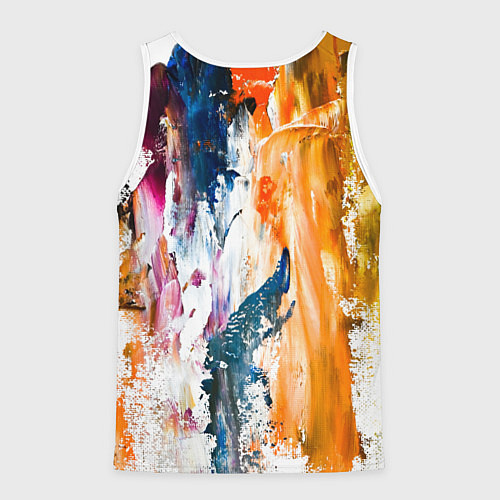Мужская майка без рукавов Разноцветные мазки кисти на палитре художника / 3D-Белый – фото 2