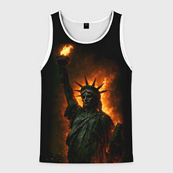 Майка-безрукавка мужская Статуя свободы в огне, цвет: 3D-белый