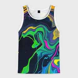 Мужская майка без рукавов Разводы и переливы разноцветной краски