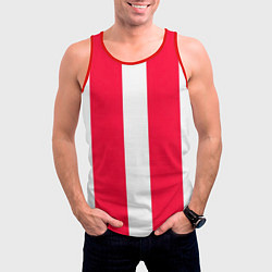 Майка-безрукавка мужская Color red white line, цвет: 3D-красный — фото 2