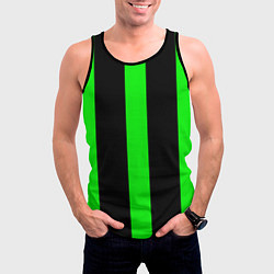 Майка-безрукавка мужская Color green black lines, цвет: 3D-черный — фото 2