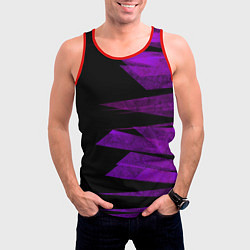 Майка-безрукавка мужская Color purple black stripes, цвет: 3D-красный — фото 2