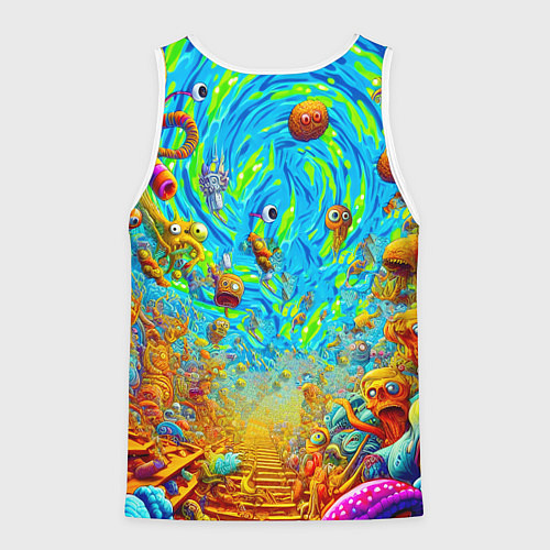 Мужская майка без рукавов Кошмарный сон Рика Санчеса - нейроарт фантазия / 3D-Белый – фото 2