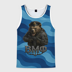 Майка-безрукавка мужская ВМФ медведь, цвет: 3D-белый