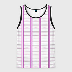 Майка-безрукавка мужская Color white cage pink line, цвет: 3D-черный