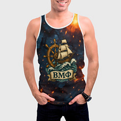 Майка-безрукавка мужская ВМФ корабль и штурвал, цвет: 3D-белый — фото 2