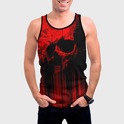 Майка-безрукавка мужская Красный череп на фоне абстракции, цвет: 3D-черный — фото 2