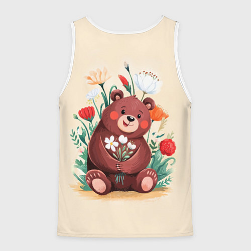 Мужская майка без рукавов Мишаня с букетом / 3D-Белый – фото 2