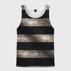 Майка-безрукавка мужская Черно-белая тельняшка текстура, цвет: 3D-белый