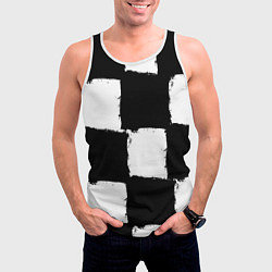 Майка-безрукавка мужская Черные квадраты в виде шахматной доски, цвет: 3D-белый — фото 2