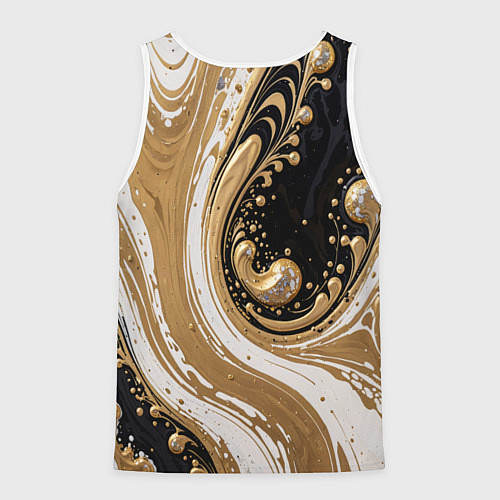 Мужская майка без рукавов Черный агат и жидкое золото / 3D-Белый – фото 2