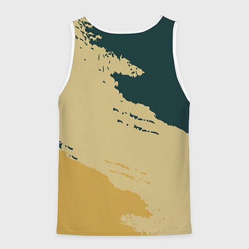 Мужская майка без рукавов Желто-зеленые абстрактные полосы / 3D-Белый – фото 2
