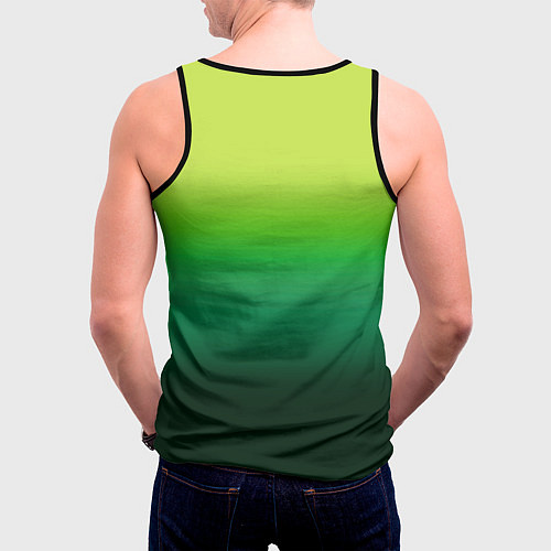 Мужская майка без рукавов Градиент укропное зеленое омбре / 3D-Черный – фото 4