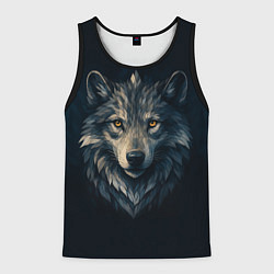 Мужская майка без рукавов Пиксельная голова волка