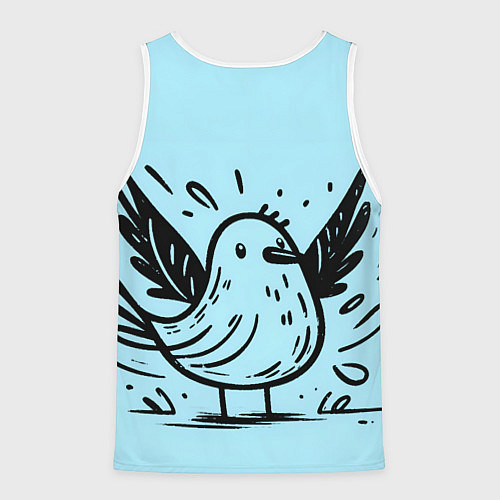 Мужская майка без рукавов Чайка в стиле скетча / 3D-Белый – фото 2