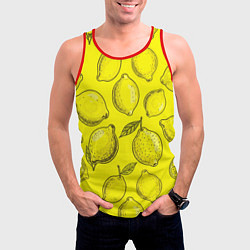 Майка-безрукавка мужская Яркий лимонный узор - паттерн, цвет: 3D-красный — фото 2