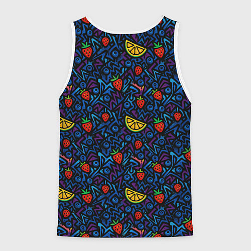 Мужская майка без рукавов Лимон и клубника паттерн / 3D-Белый – фото 2