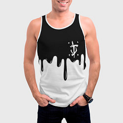 Майка-безрукавка мужская Doom logo жидкие краски, цвет: 3D-белый — фото 2