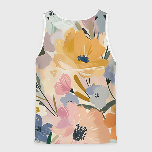 Мужская майка без рукавов Цветы акварель / 3D-Белый – фото 2