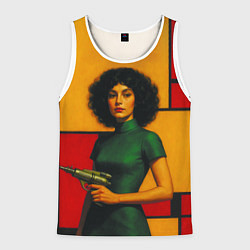 Мужская майка без рукавов Девушка с бластером ретрофутуризм поп-арт 1970-е
