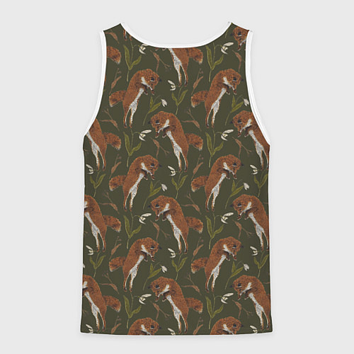 Мужская майка без рукавов Лисы в подснежниках / 3D-Белый – фото 2