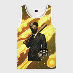 Майка-безрукавка мужская XXXTentacion в пиджаке с битой, цвет: 3D-белый
