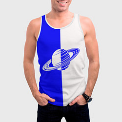 Майка-безрукавка мужская Сатурн сине-белый, цвет: 3D-белый — фото 2