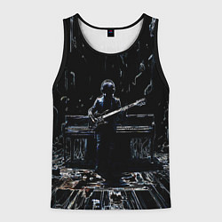 Мужская майка без рукавов Линейный силуэт музыканта