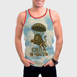 Майка-безрукавка мужская Сила и честь лев ВДВ, цвет: 3D-красный — фото 2