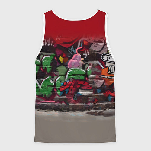 Мужская майка без рукавов Bender bending robot and Fry - ai art graffiti / 3D-Белый – фото 2