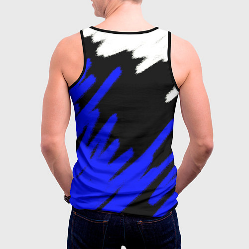 Мужская майка без рукавов Россия чёрно-синий штрихи / 3D-Черный – фото 4