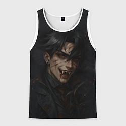Майка-безрукавка мужская Ризли вампирская тематика, цвет: 3D-белый