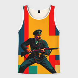Майка-безрукавка мужская Белогвардеец поп-арт, цвет: 3D-белый