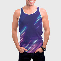 Майка-безрукавка мужская Абстракция бело синие красные полосы, цвет: 3D-белый — фото 2