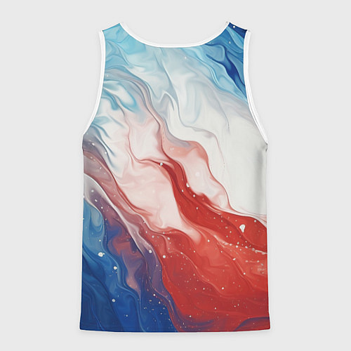 Мужская майка без рукавов Лисенок с флагом России / 3D-Белый – фото 2