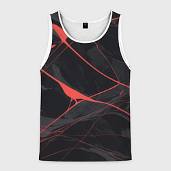 Майка-безрукавка мужская Текстура мрамора с красными полосками, цвет: 3D-белый