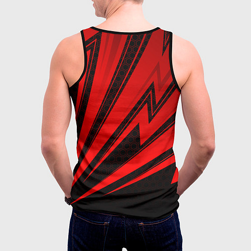 Мужская майка без рукавов Герб России - красный / 3D-Черный – фото 4