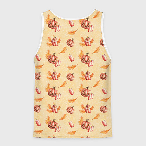 Мужская майка без рукавов Хеллоуин с тыквой и листьями / 3D-Белый – фото 2